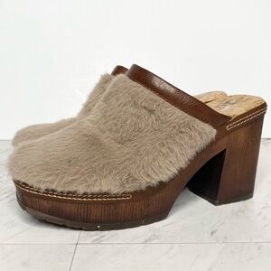 Kork Ease Lori Faux Fur Taupe Clog Mule 6M